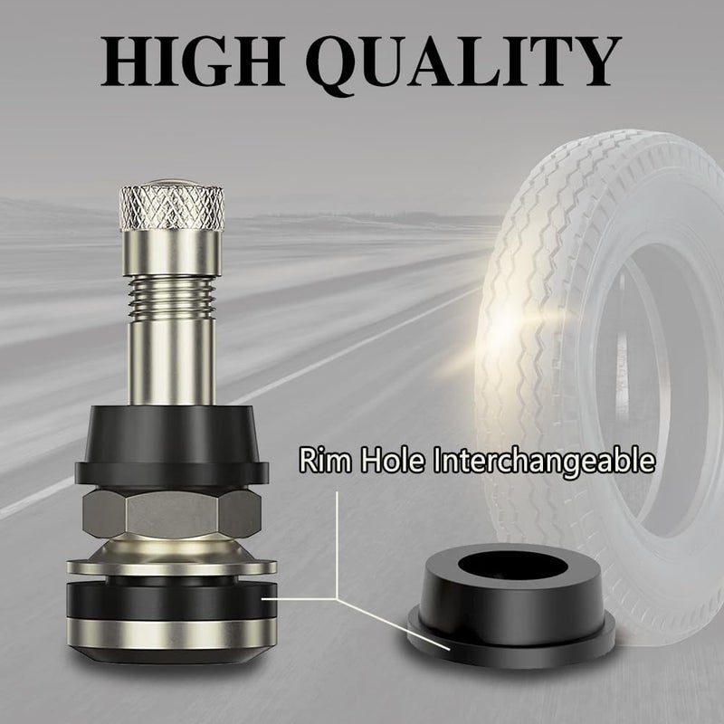 deemars 4PCS TR416 Valve Stem, Premium Metal Tire Valve Stems for Tubeless Tires, High Pressure Tire Valve Stems Outer Mount Fits 0.453" and 0.625" Rim Hole, 1 1/2" Long, Silver - Image 3